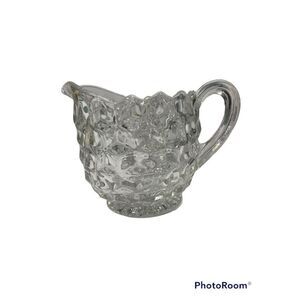 Fostoria Americana Cube Cut Clear Crystal Creamer and Open Sugar Bowl Vintage